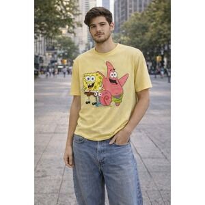 Nickelodeon SpongeBob SquarePants Graphic T-Shirt Yellow‎ Mens Large